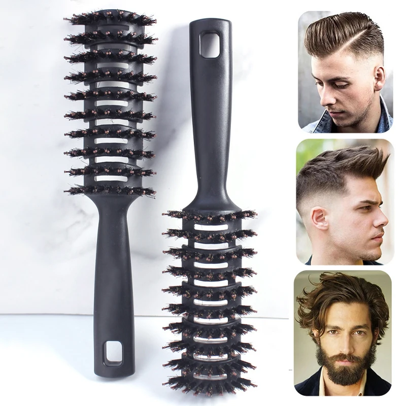 Professional Quick Dry Hair Brush Boar Bristle Cleaning Comb Anti Static Barber Hair Styling Comb Shaving Tools