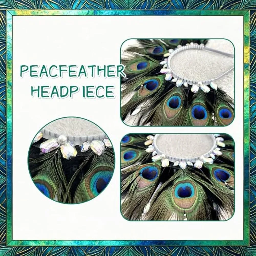 Kinder-Geschenke, kreativer Feder-Kopfschmuck, Retro-Cosplay, Pfauenfeder-Stirnband, einzigartiger dekorativer Pfauen-Kopfschmuck, Requisiten für den Abschlussball – Detail 8