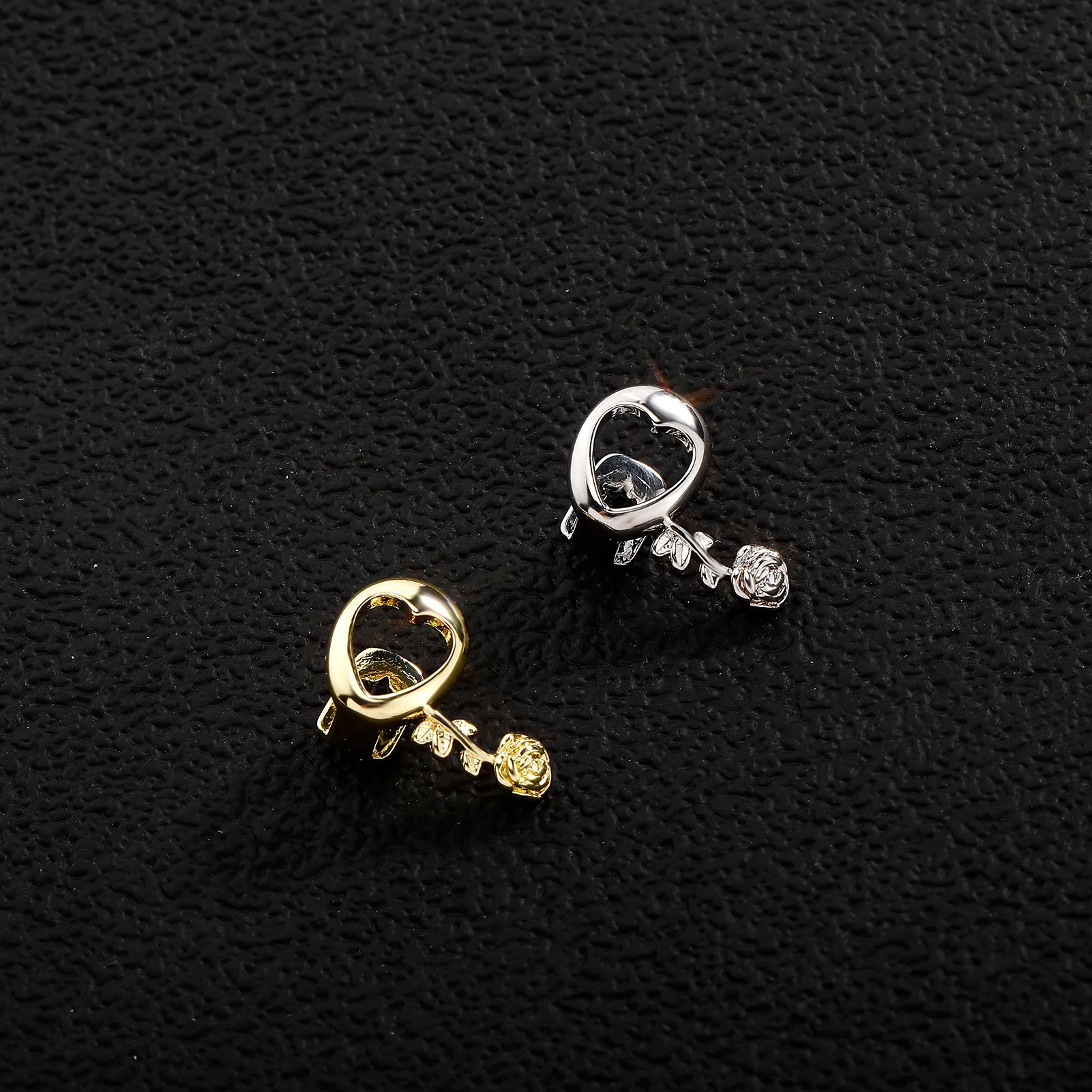 RACHELZ خمر زهرة واحدة الجوف القلب الأسنان Grillz أنيقة لامعة روز سحر الأسنان قبعات للنساء الرجال زوجين مجوهرات #3