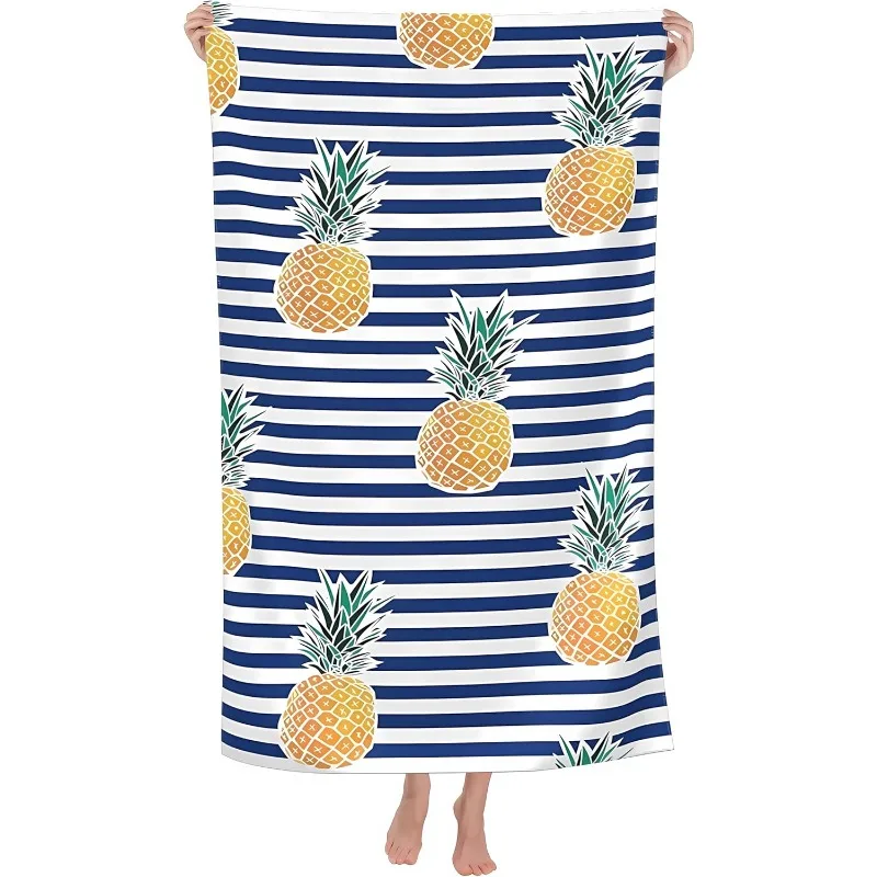 Stripe Pineapple Print Beach Towel Soft Swim Blanket Summer Style Pool Travel Towel Holiday Outdoor Beach Essential For Adults