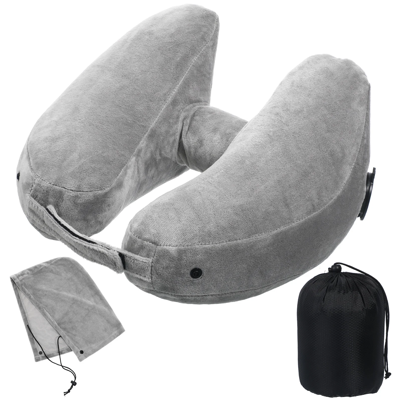 وسادة رقبة قابلة للنفخ، وسادة سفر، تصميم غطاء محرك السيارة على شكل حرف U، خفيف الوزن، محمول، يدوم طويلاً، دعم مريح