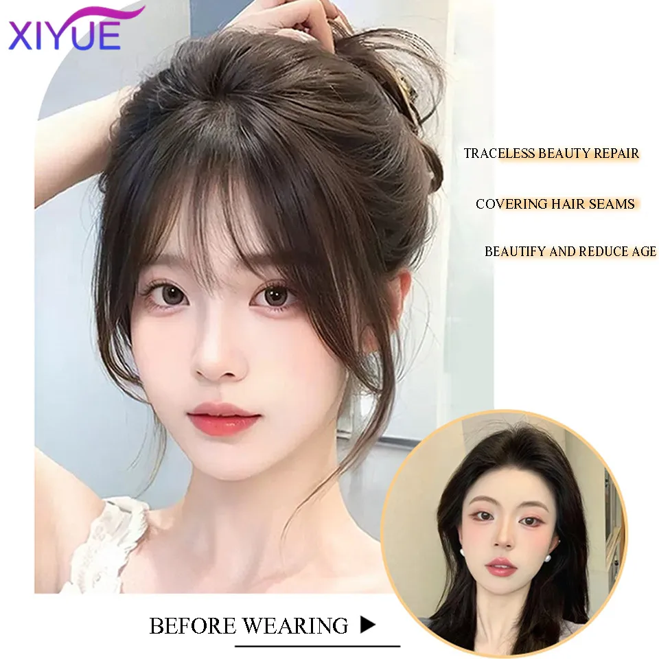 XIYUE French bangs wig women's natural synthetic hair to increase hair volume on the top of the head hair patch