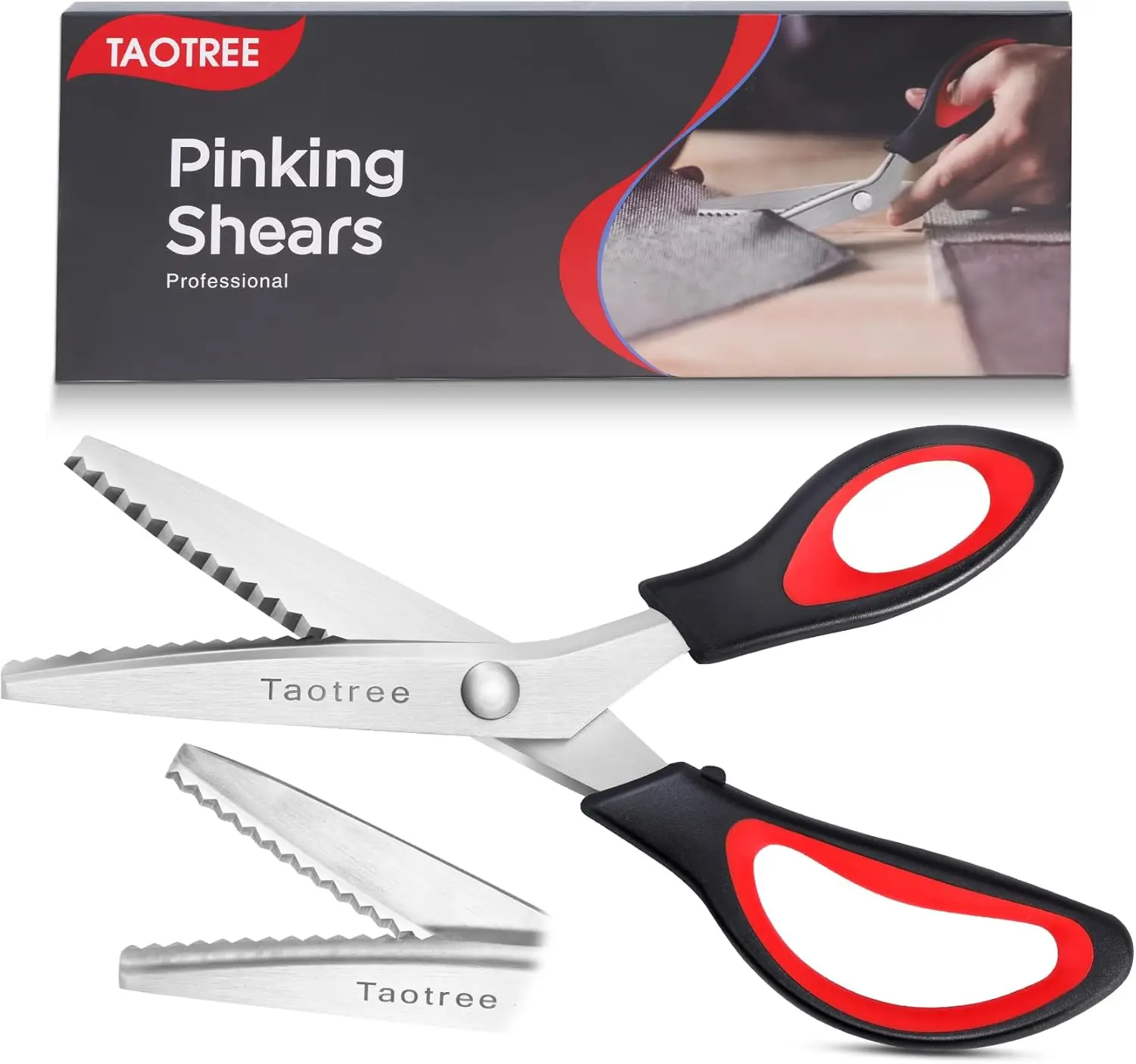 

9.5" Pinking Shears for Fabric Cutting, Zig Zag Craft Scissors, Decorative Edge Sewing Supplies, Professional Dressmaking Scrapbooking Tools