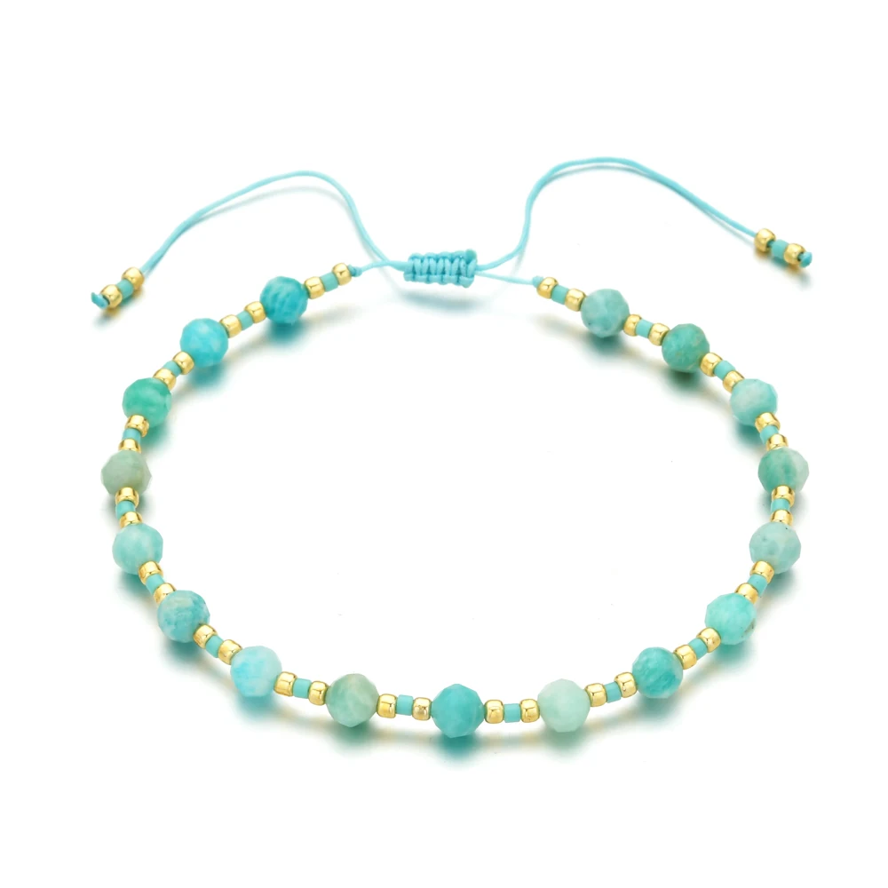 ZMZY Vintage Dainty Stone Beaded Chain Stack Gemstone BOHO Trendy Handcrafted Bracelets Gifts for Women Men