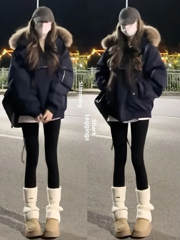 Pantaloni da yoga foderati in Fce a vita alta da donna Autunno Inverno Leggings caldi con fantasia in pelle arca che sollevano il sedere