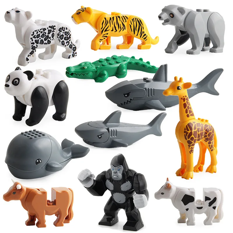 12 Wildlife Park Small Particle Building Blocks, Crocodile Building Blocks, Children's Puzzle Assembly DIY Early Education Toys