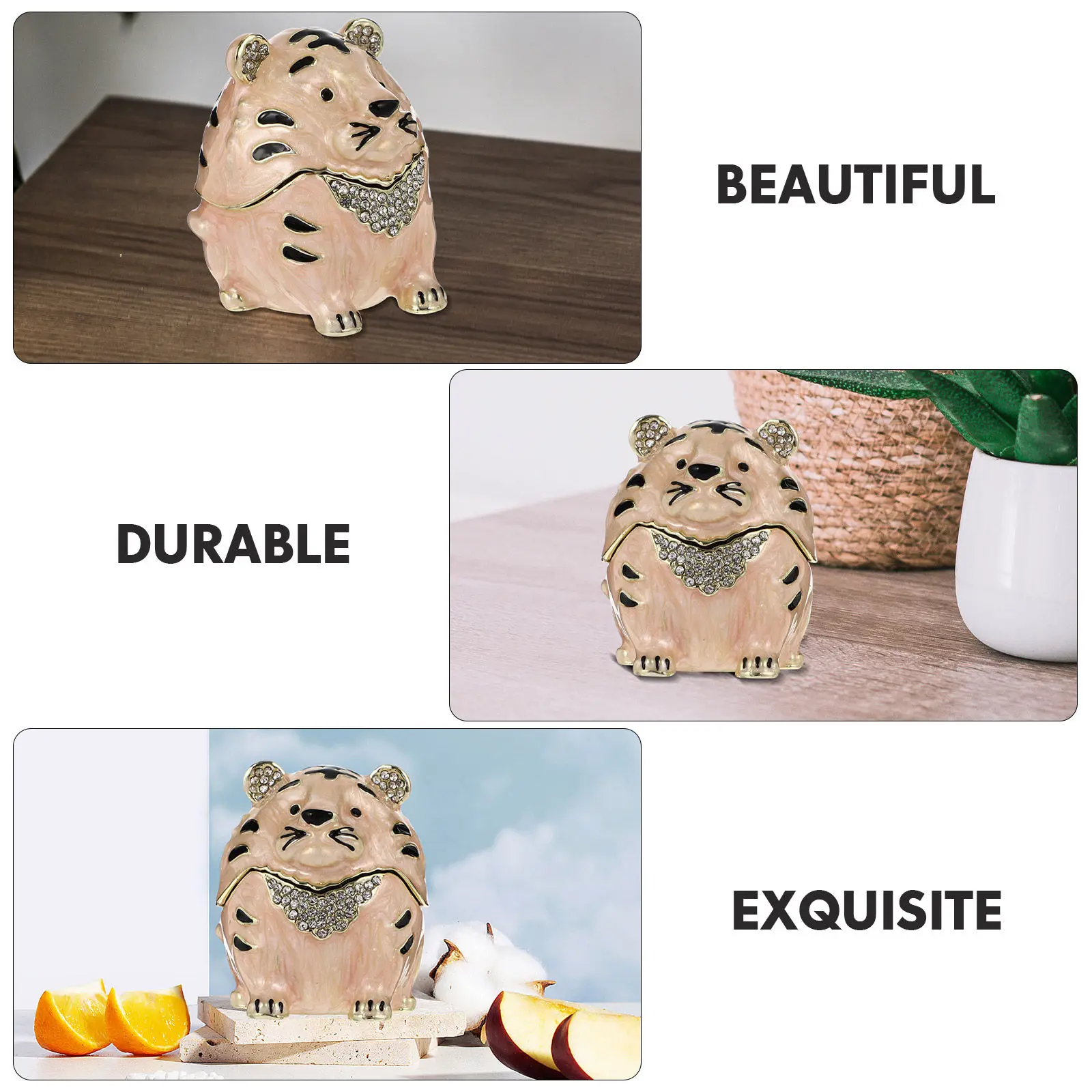 

Шкатулка для украшений в форме тигра, в китайском стиле, из цинкового сплава с эмалью, для хранения ожерелий, колец, серег, декоративный органайзер