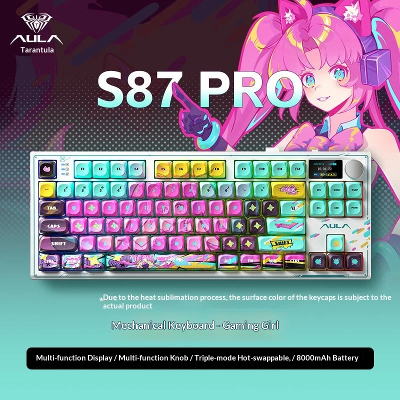 S87 Pro Wireless Custom Mechanical Keyboard 3 Mode Hot Swappable Gasket Mount Aesthetic Desktop Decor For Office Adult