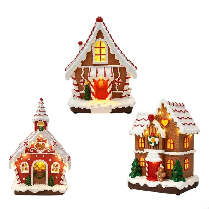 

Q22B Christmas Themed Light Up Gingerbreads House Decoration With Melodies And Warm Glows For Seasonal Celebration