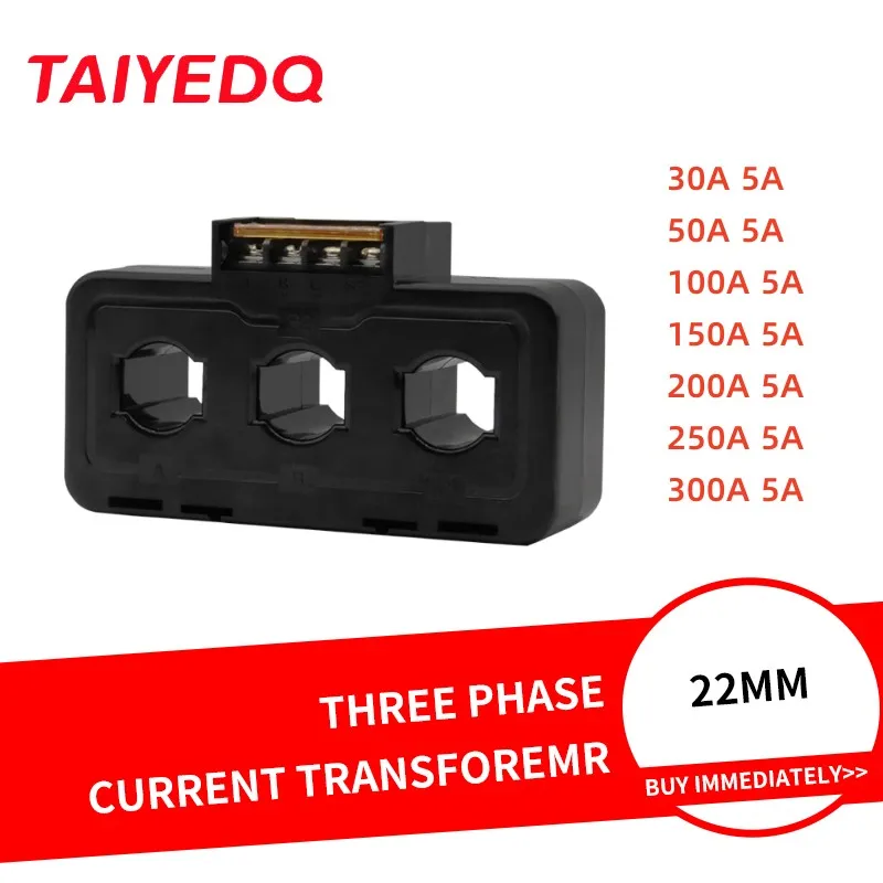 

Трехфазный трансформатор тока 22 мм 380 В Мини 50/5 А 100/5 А 200/5 А 300/5 А Датчик переменного тока CT