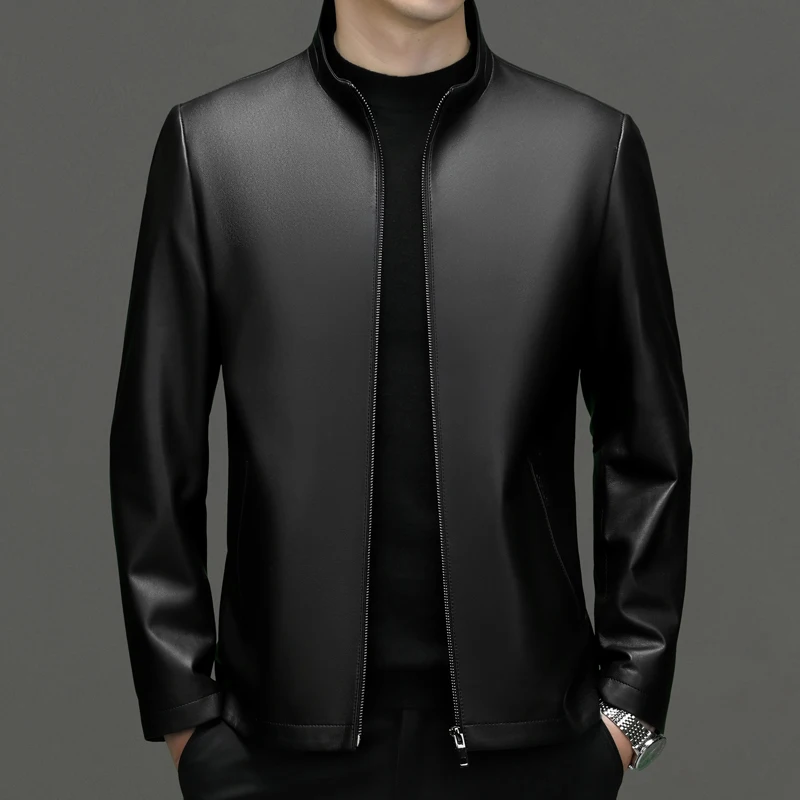 

2024 эксклюзивный осенне-зимний новый мужской деловой модный блейзер в британском стиле из искусственной кожи