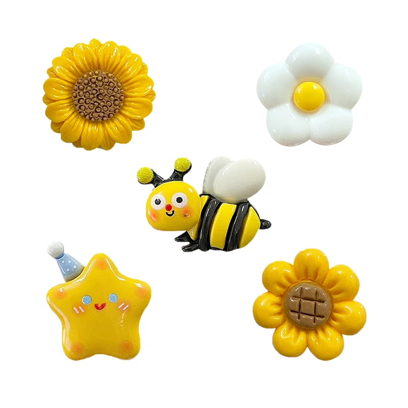 

5-10Pcs New Designer Cute Bee Shoe Pin Charms For Slipper Sandal DIY Customize kid's Clogs Sunflower Shoe Decoration Accessories