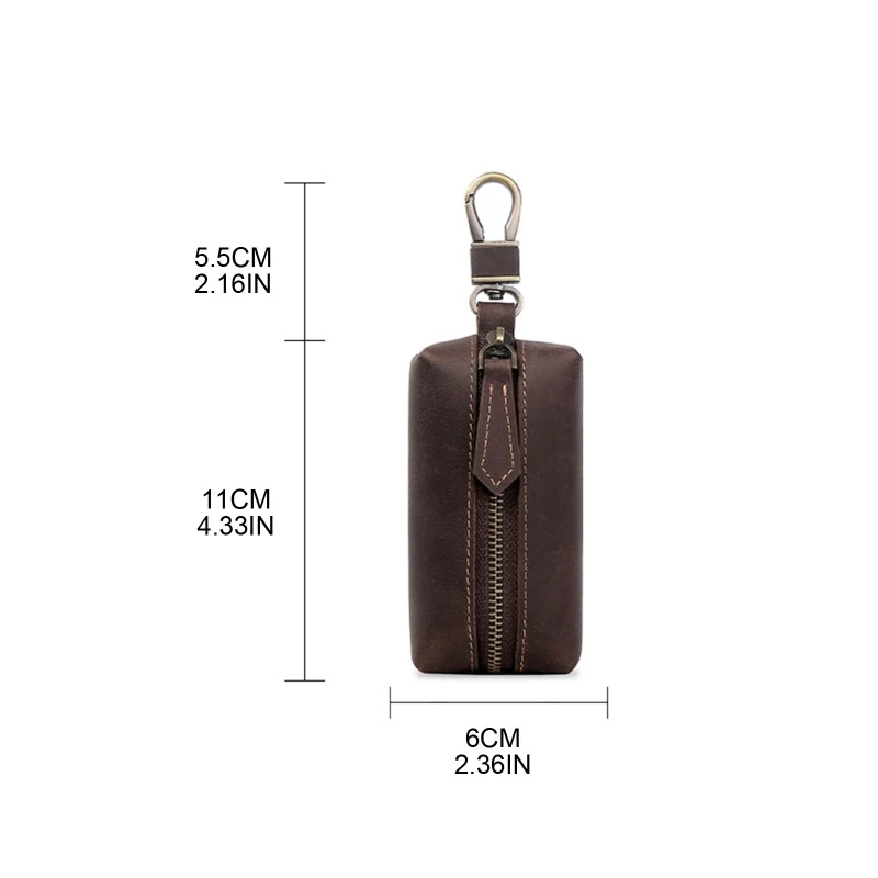 Cartera cuero para hombre, bolsillo con cremallera, tarjetero, llavero para mujer, Mini monedero