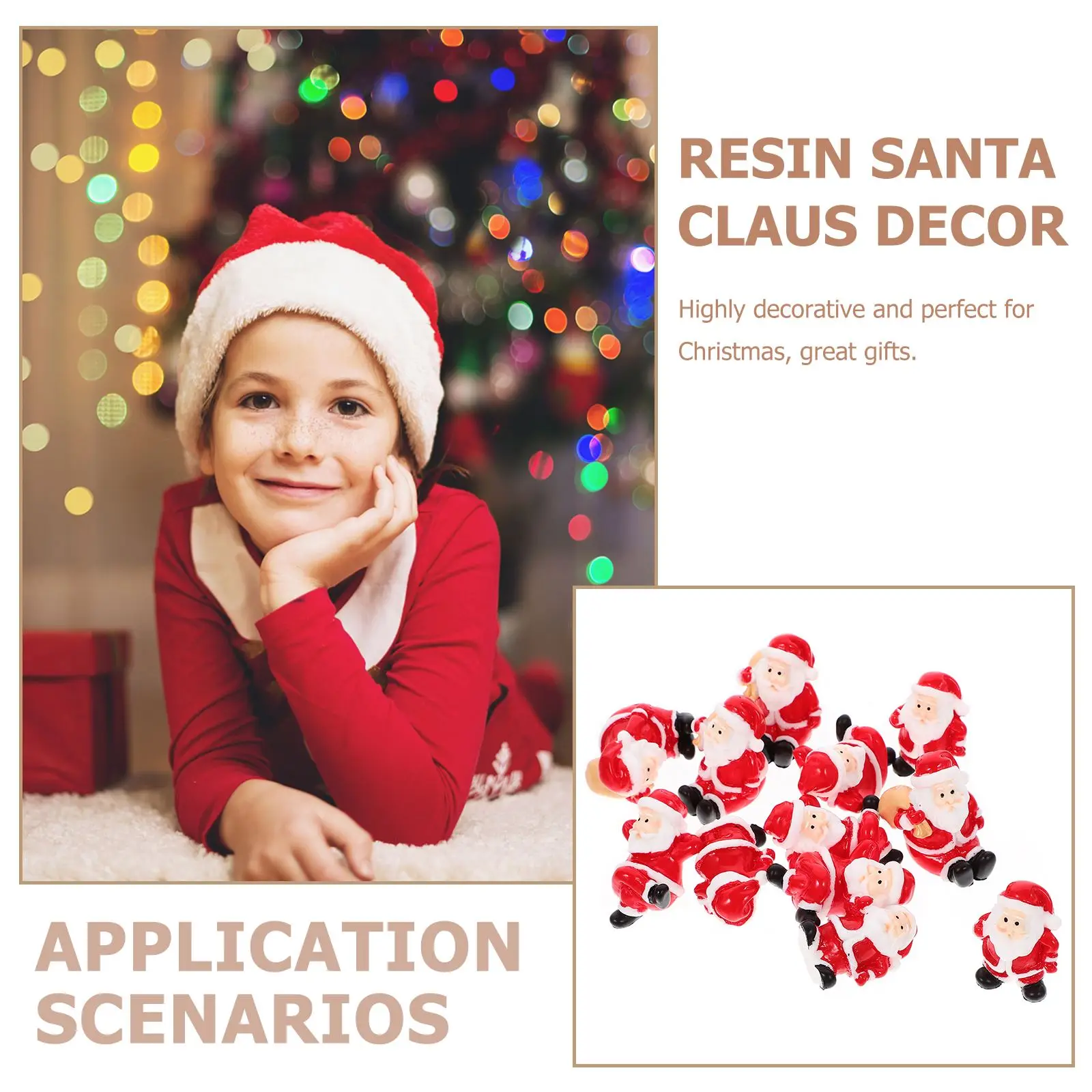 12pcs Christmas Santa Claus Miniature Figurines Resin Embellishment Christmas House Decoration Snow Globe Figurines Claus