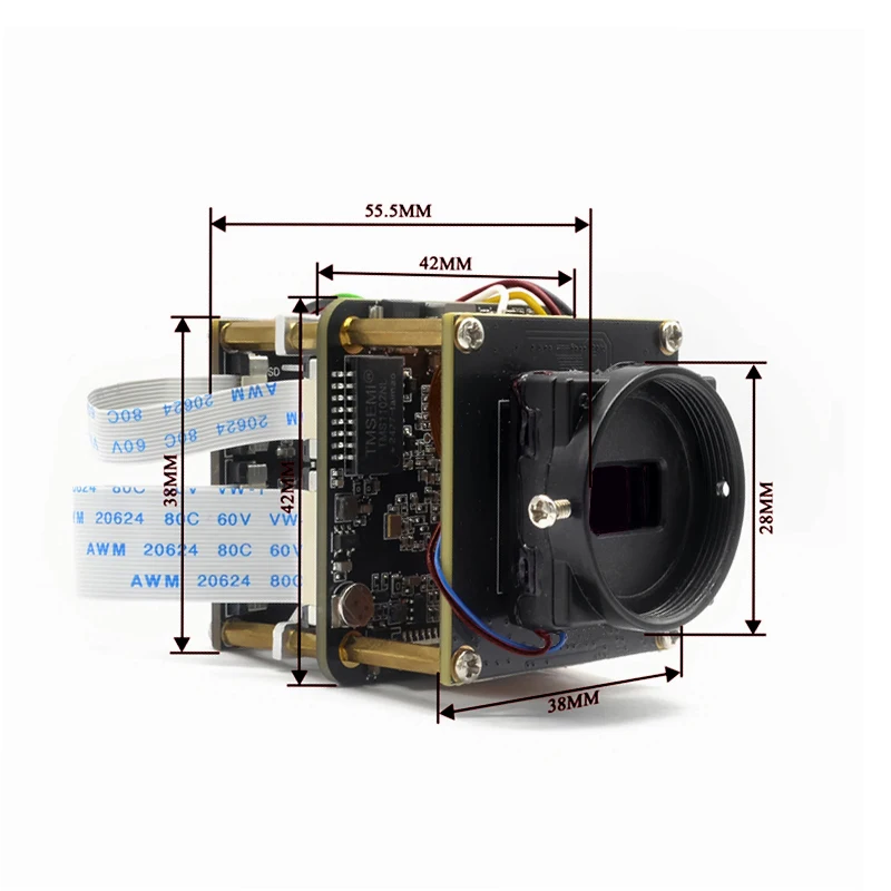 CMOS IMX585 8MP 3840*2160 بتركيز ثابت 1/1.2 HD وحدة كاميرا مراقبة منخفضة الإضاءة بتقنية الذكاء الاصطناعي لتقليل الضوضاء واجهة إيثرنت POE