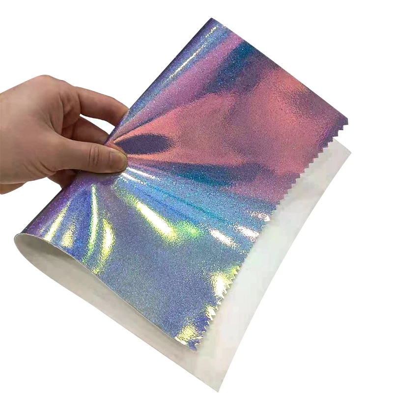 Iridescent Holographic Mirror PU Synthetic Leather Fabric Sheet,Bright materials for furniture upholstery,DIY Handbags/backdrop