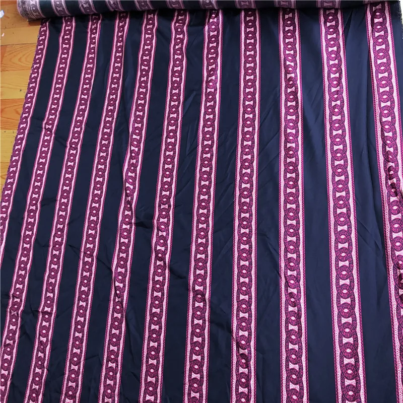 1 meter 100% Mulberry Silk 18 momme Heavy Twill Silk Fabric Navy Chains Printed 114cm 44\