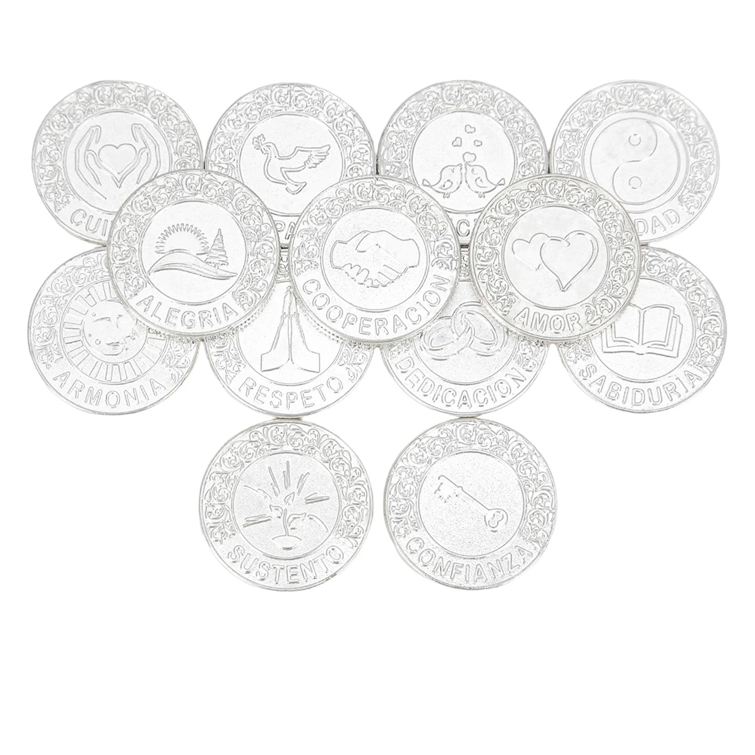Spanish Wedding Arras Coins Set, 13 Unity Coins Only for Hispanic Catholic Wedding Ceremony