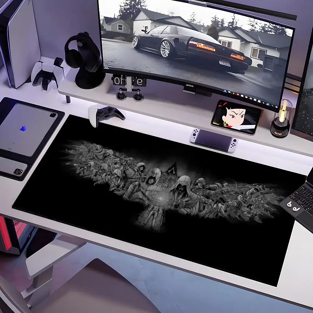 لوحة ماوس ألعاب الكمبيوتر Assassin S Creed كبيرة مضادة للانزلاق من المطاط لوحة ماوس ألعاب متينة حافة سميكة للتماس مناسبة للمكتب #6