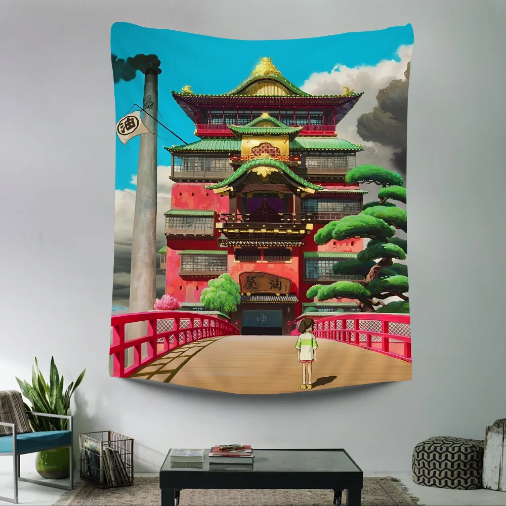 1PC Anime Spirited Away Tapestry Printed Large Wall Tapestry Art Science Fiction Room Home Decor Decor Blanket