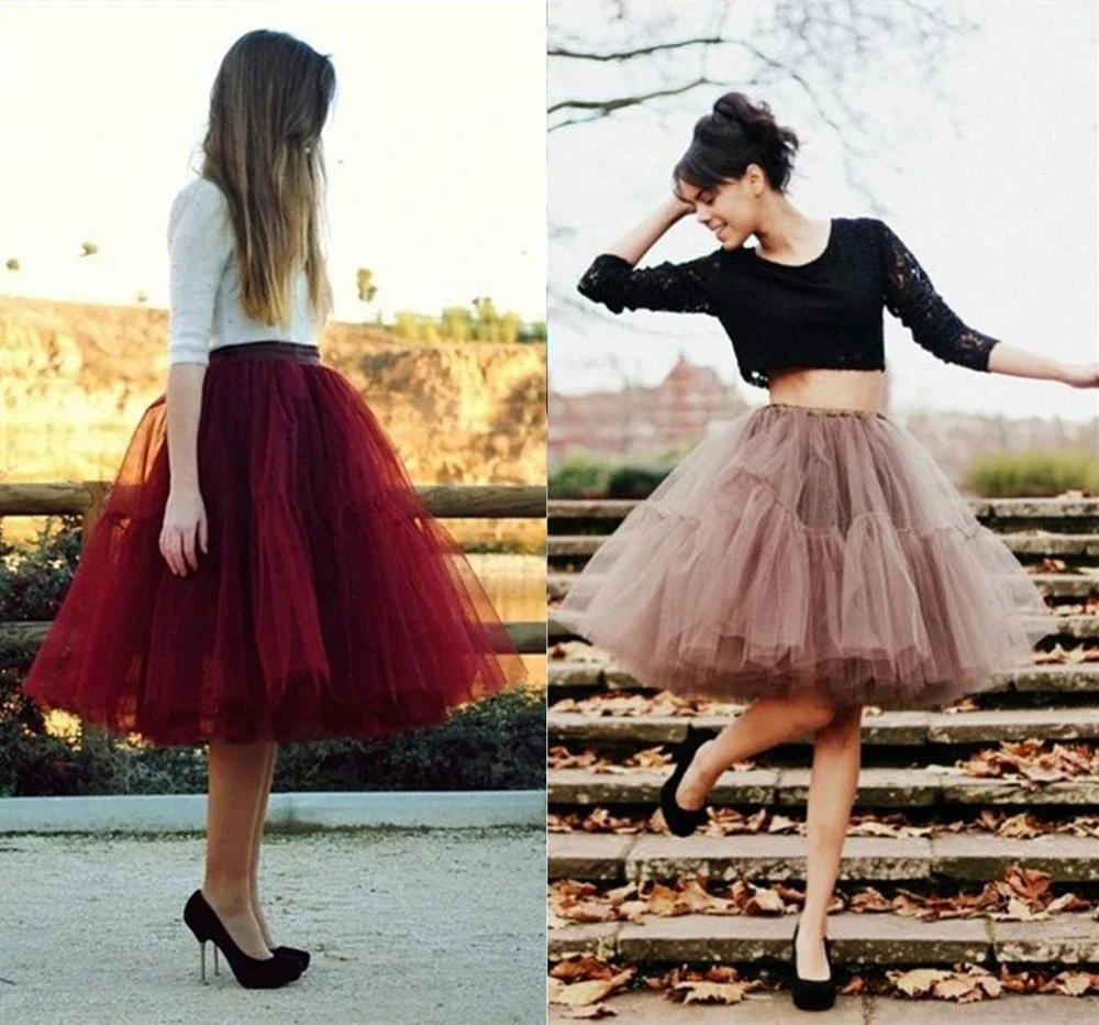 Falda tutú de tul de 4 capas para adultos, enagua acampanada, vestido de princesa de Ballet, bata Sous, vestido de boda Lolita, vestido de fiesta y graduación