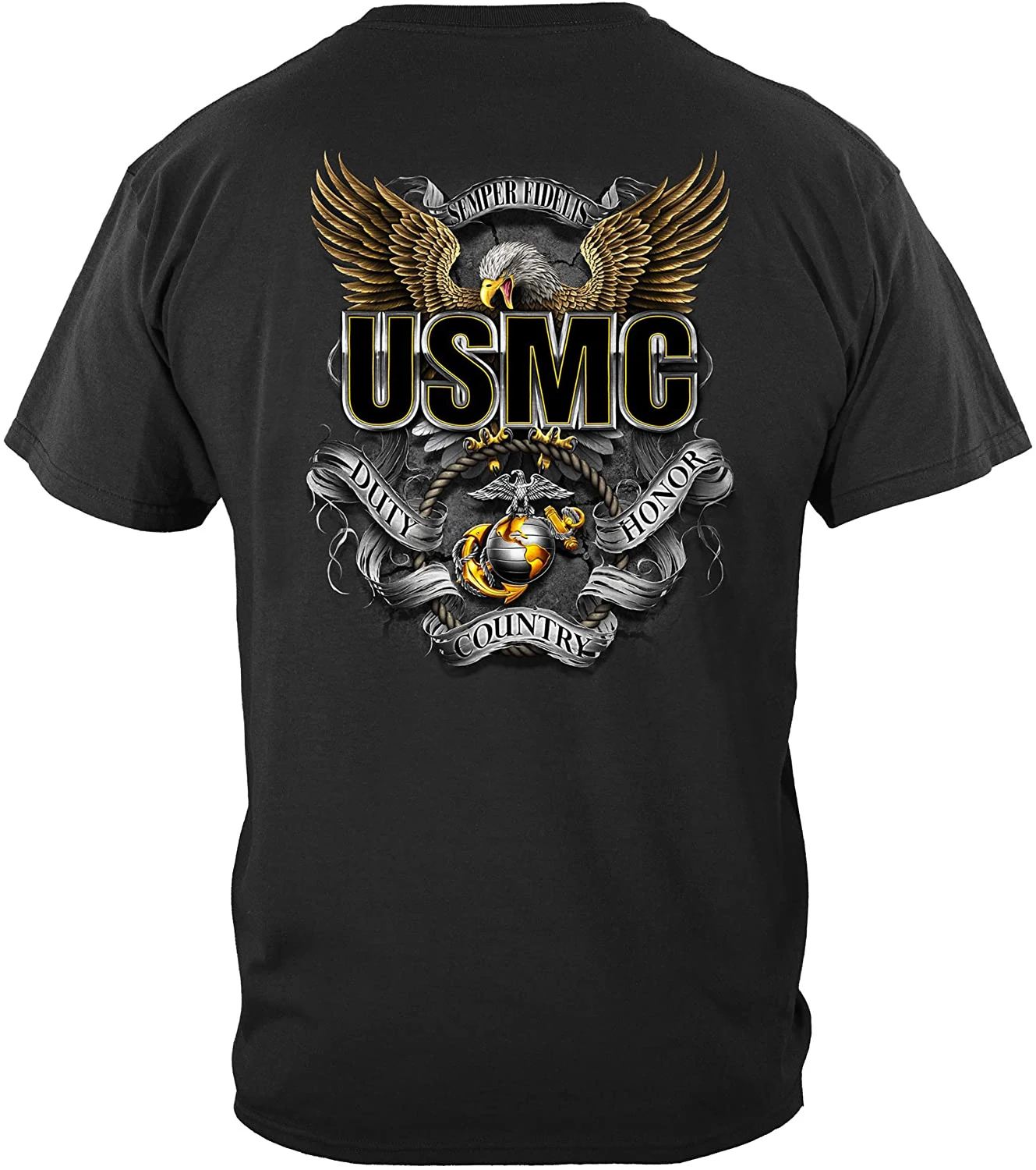 Duty Honor Country. US Marine Corps Eagle Anchor & Globe emblem T Shirt. Short Sleeve 100% Cotton Casual T-shirt Loose Top S-3XL