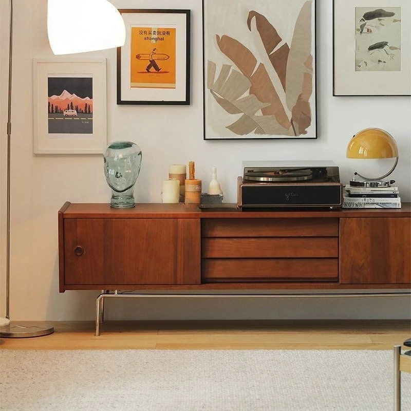 خزانة تلفزيون كلاسيكية من الخشب الصلب، شقة صغيرة راقية، غرفة معيشة عائلية، خزانة تلفزيون، مجموعة خزانة تلفزيون قديمة من القرون الوسطى #4