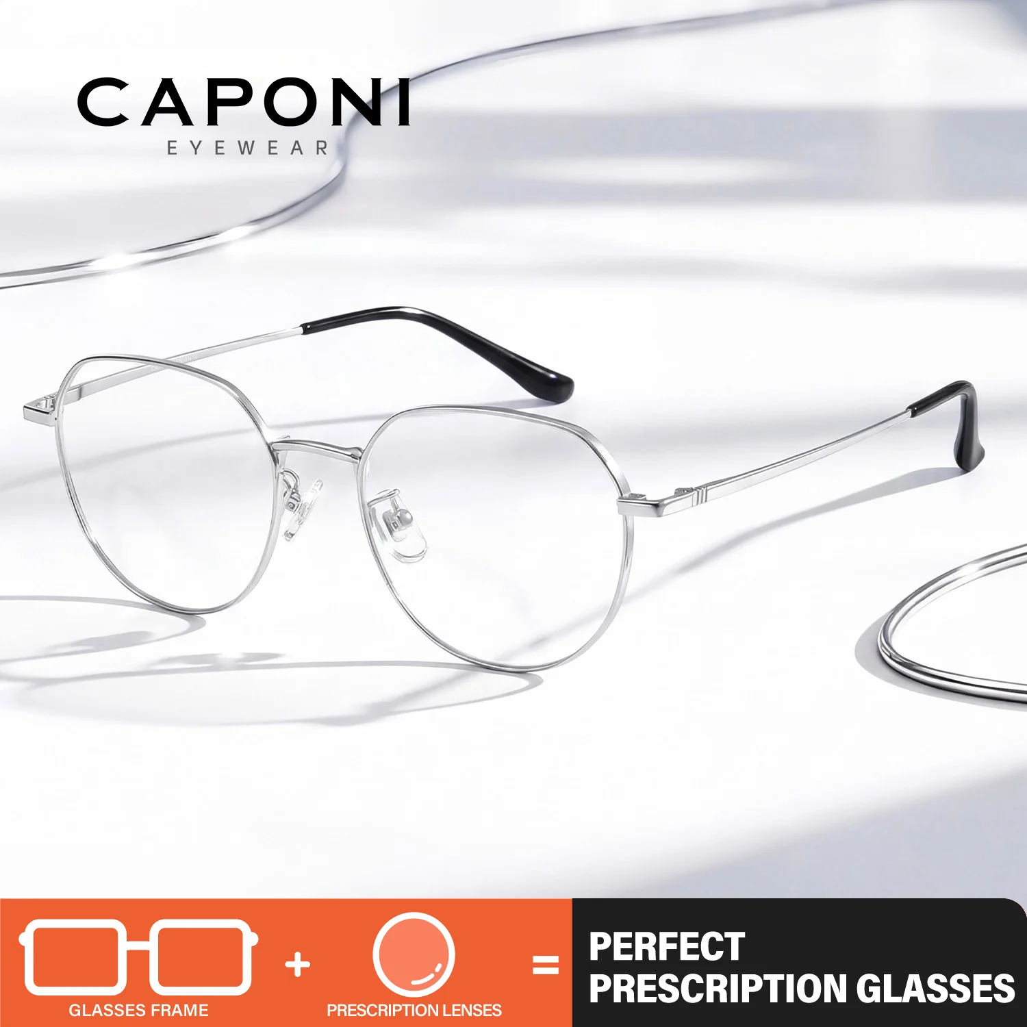 

CAPONI Classic Prescription Women Glasses Titanium Reading Glasses Progressive Anti Blue Ray Photochromic Myopia Glasses PJ36108