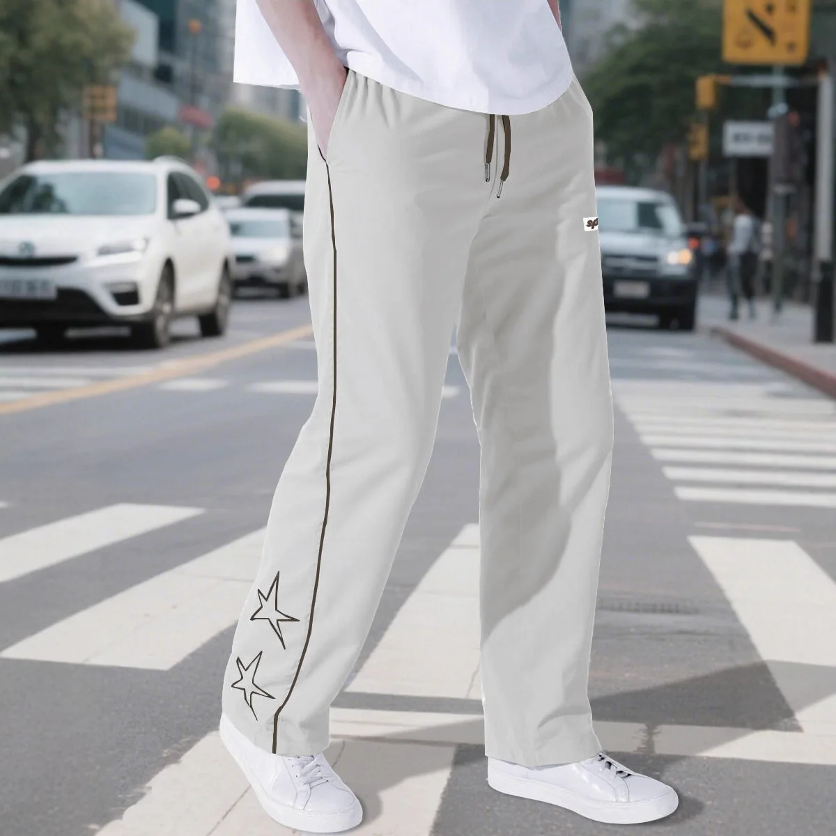 New High Street Embroidered Star Pants Men's American Sports and Casual Trousers