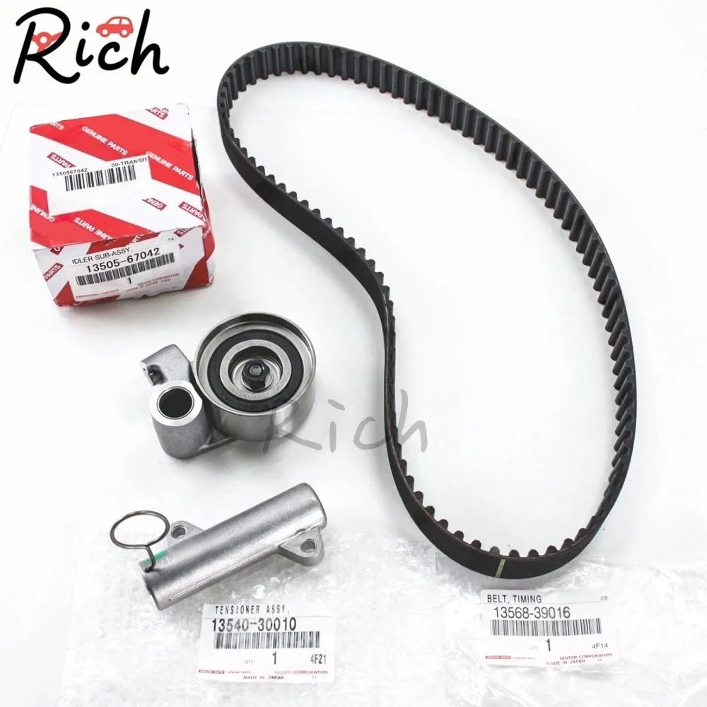 Set(3) 13568-39016 13540-67020 13505-0L010 Timing Belt Tensioner Pulley Idler Kit for Toyotaa Dynaa Hiacee Hiluxx Landd Cruiserr