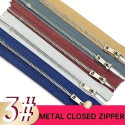 10pcs3#15cm-30cm Metal zipper Silver teeth closed tail, smooth titanium alloy Y teeth bag pocket leather bag short zipper