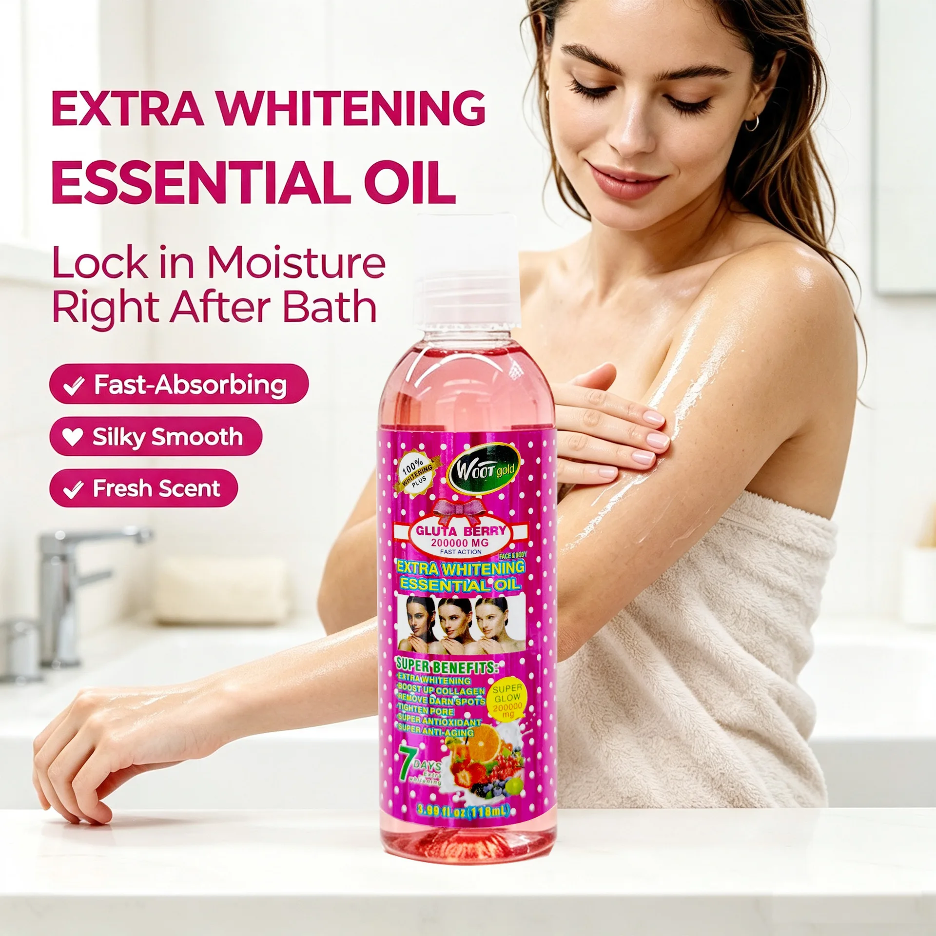 Glutathione Berry Essential Oil Universal Soft Soothing for the Face&Body Easy to Absorb Non-greasy Brightening Massage Body Oil