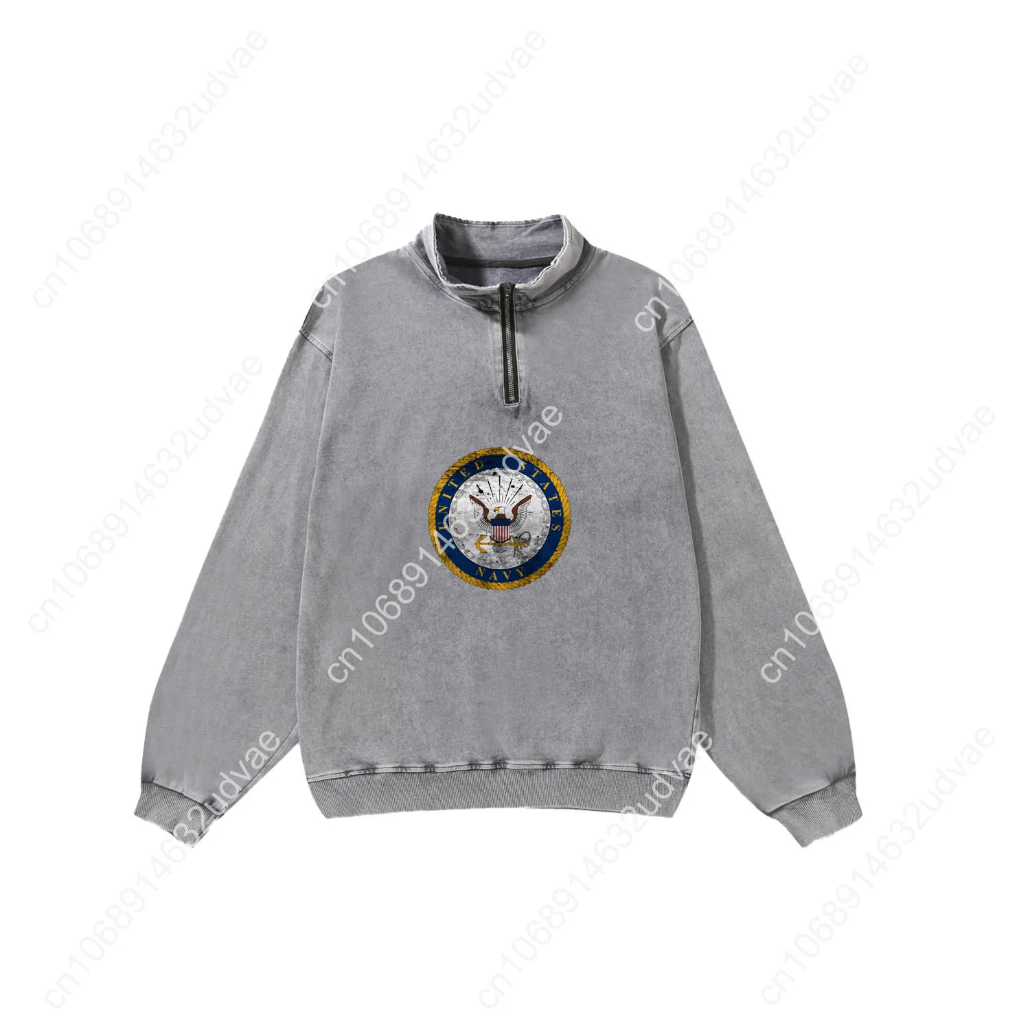 United States Navy Retro Sweatshirt Man Woman Teenager Vintage Pullover Half Zipper Sweat Shirt Custom Made Tops Sleeved Tshirt
