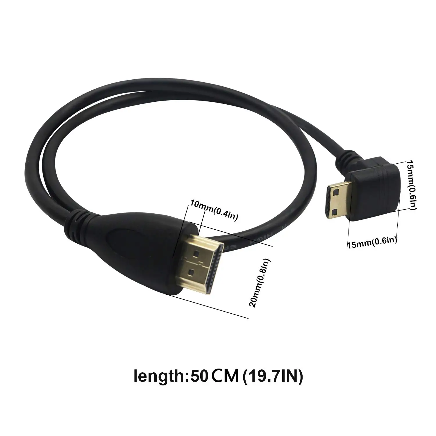 Kabel HD do Mini-HD 90 stopni w górę/w dół/w lewo/prostopadły HD C męski na męski przewód konwertera do tabletu z aparatem ekran do laptopa HDTV