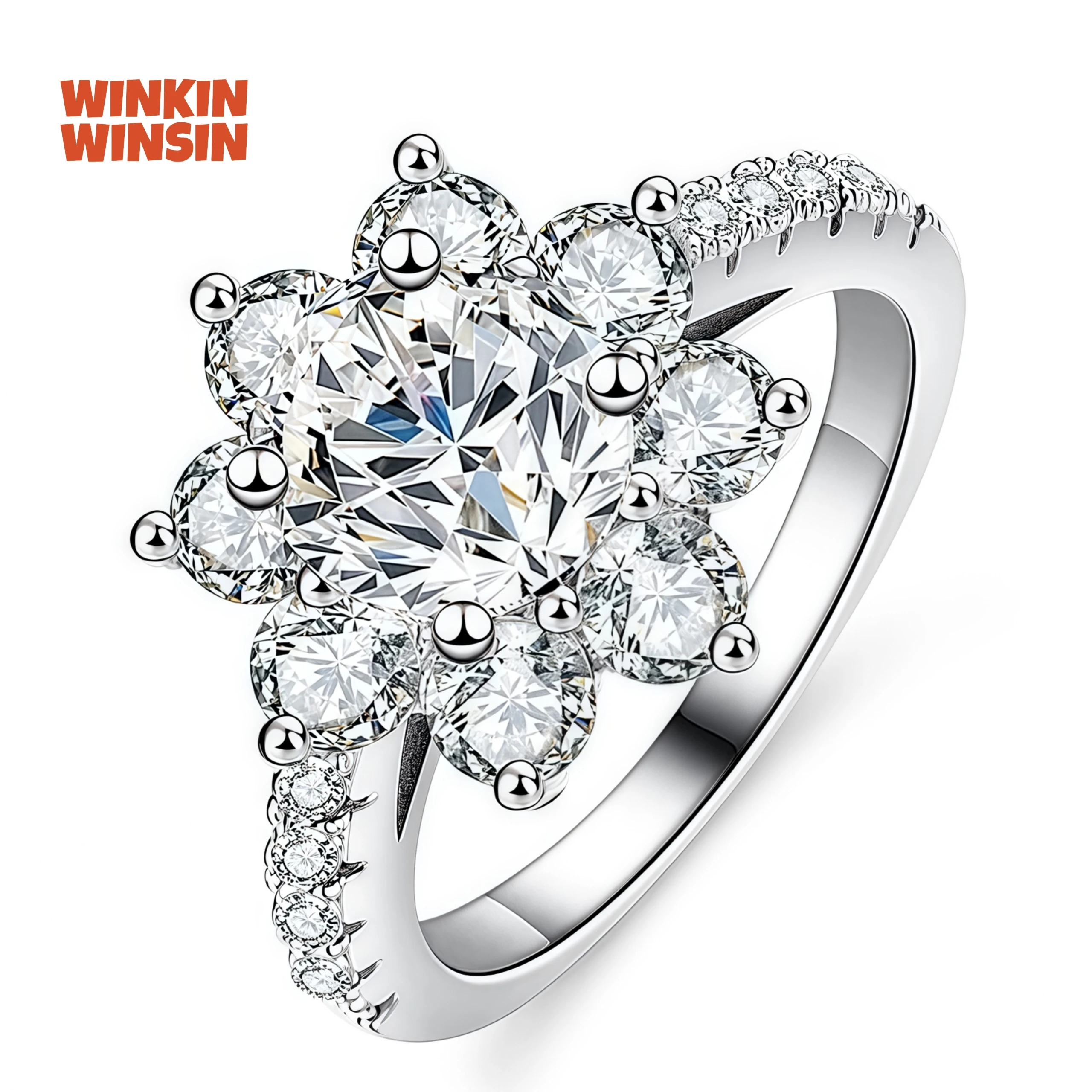 

WINKIN WINSIN Brand New Products Certificated MST 925 Sterling Silver Rings Women SpinelMoissanite Diamond Diamond Ring Jewelry
