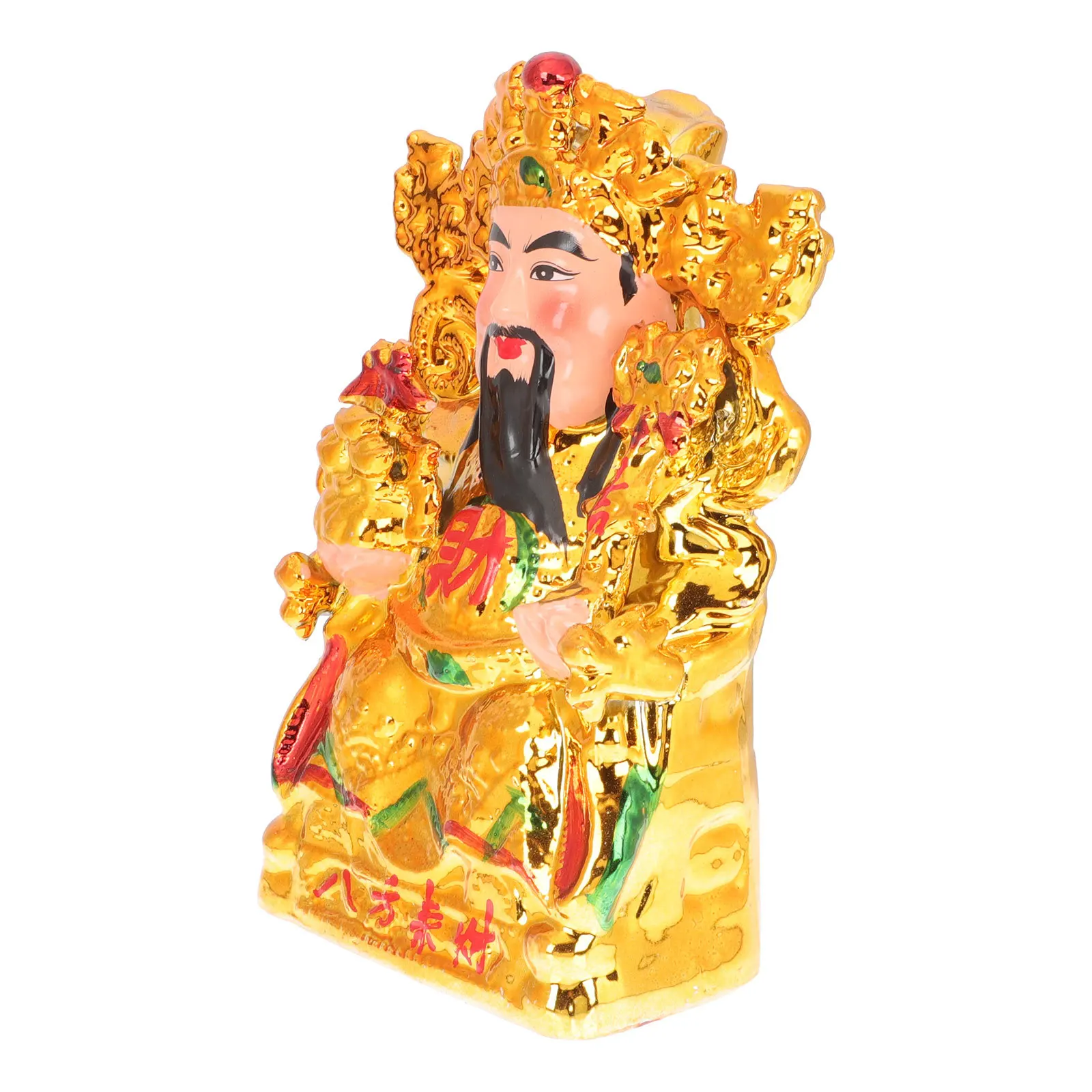 

Ceramic Statue The God of Wealth Desktop Decoration Vivid Colorful Fortune Ornament for Opening Gift Figurine
