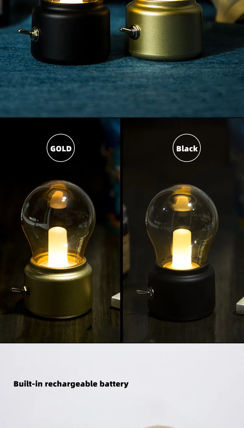 Creative led retro rechargeable night light USB rechargeable bedside bedroom Mini dormitory table light bulb atmosphere light