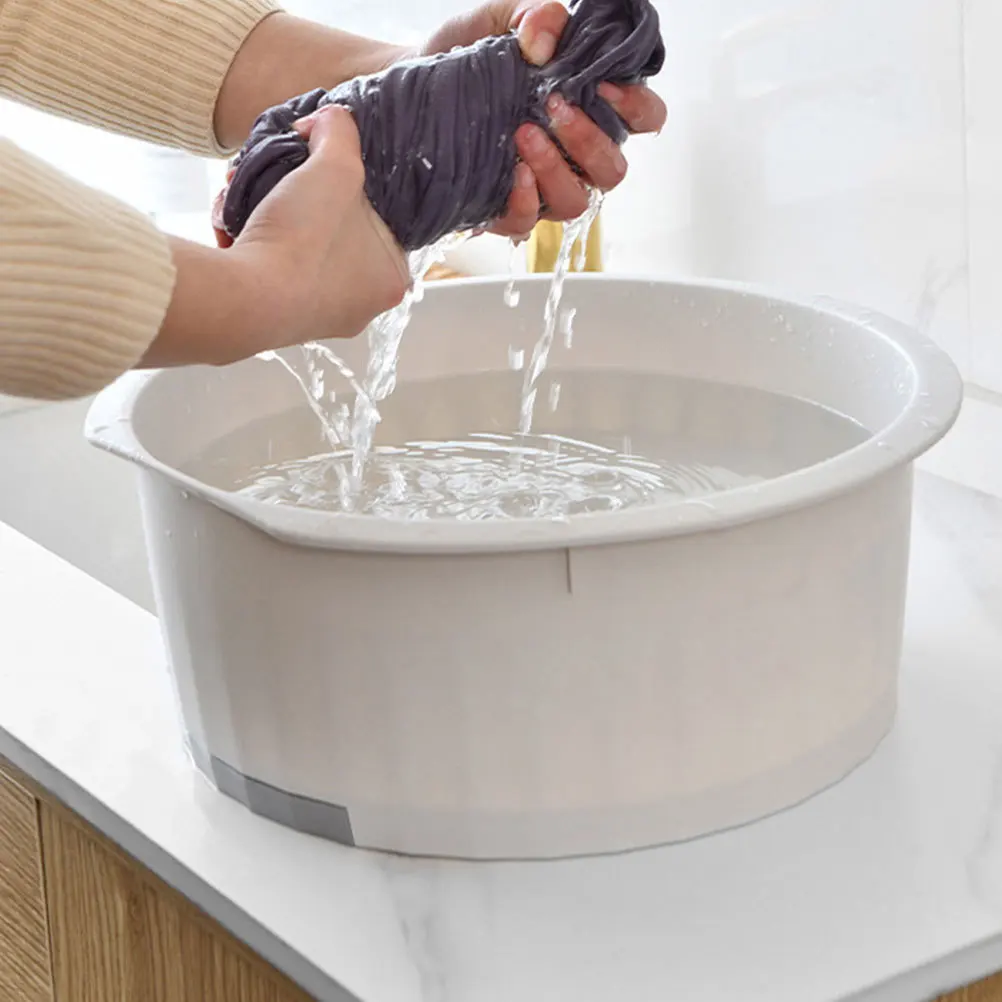 

2Pcs Portable Wash Basin Thickened Plastic with Washboard for Laundry Baby Bottles Foot Bath Dorm Use Hand Wash Tub