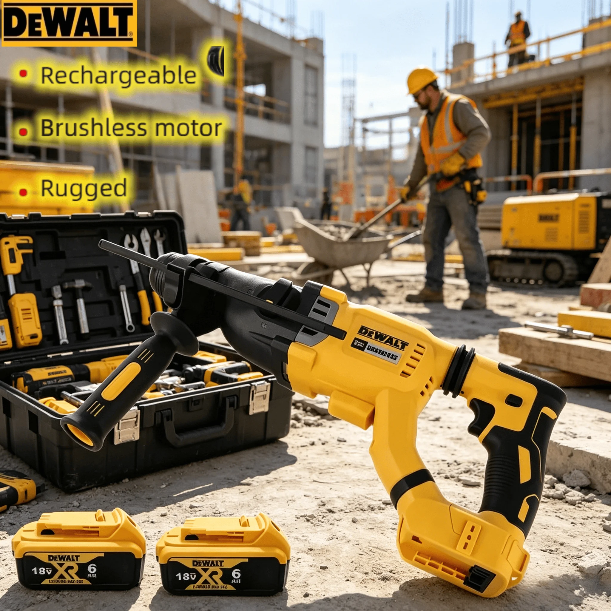 

DEWALT Cordless SDS Rotary Hammer Drill 3-Mode Function D-Handle For Concrete Wall Metal Wood Drilling Heavy Duty Power Tool