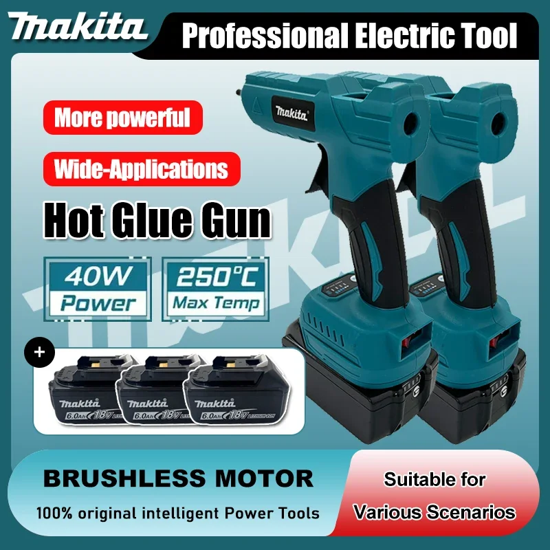 

Беспроводной электрический ручной клеевой пистолет Makita для ремонта и DIY, термопистолет для сварки, с насадкой против ожогов, для аккумулятора 20В