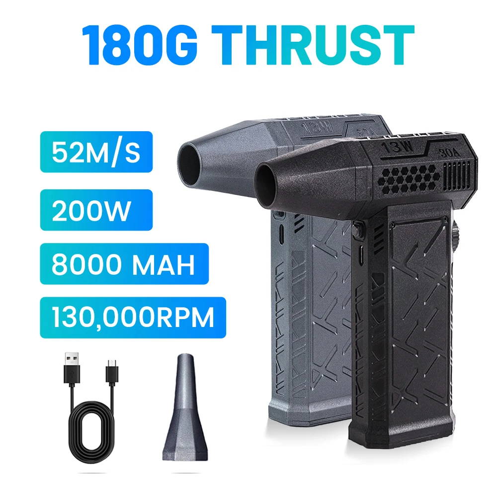 

130000RPM Mini Air Blower With Extra Nozzle Turbo Jet Fan Wind Speed 52m/s Electric Blower Multifunctional Blowing Dust Dryer