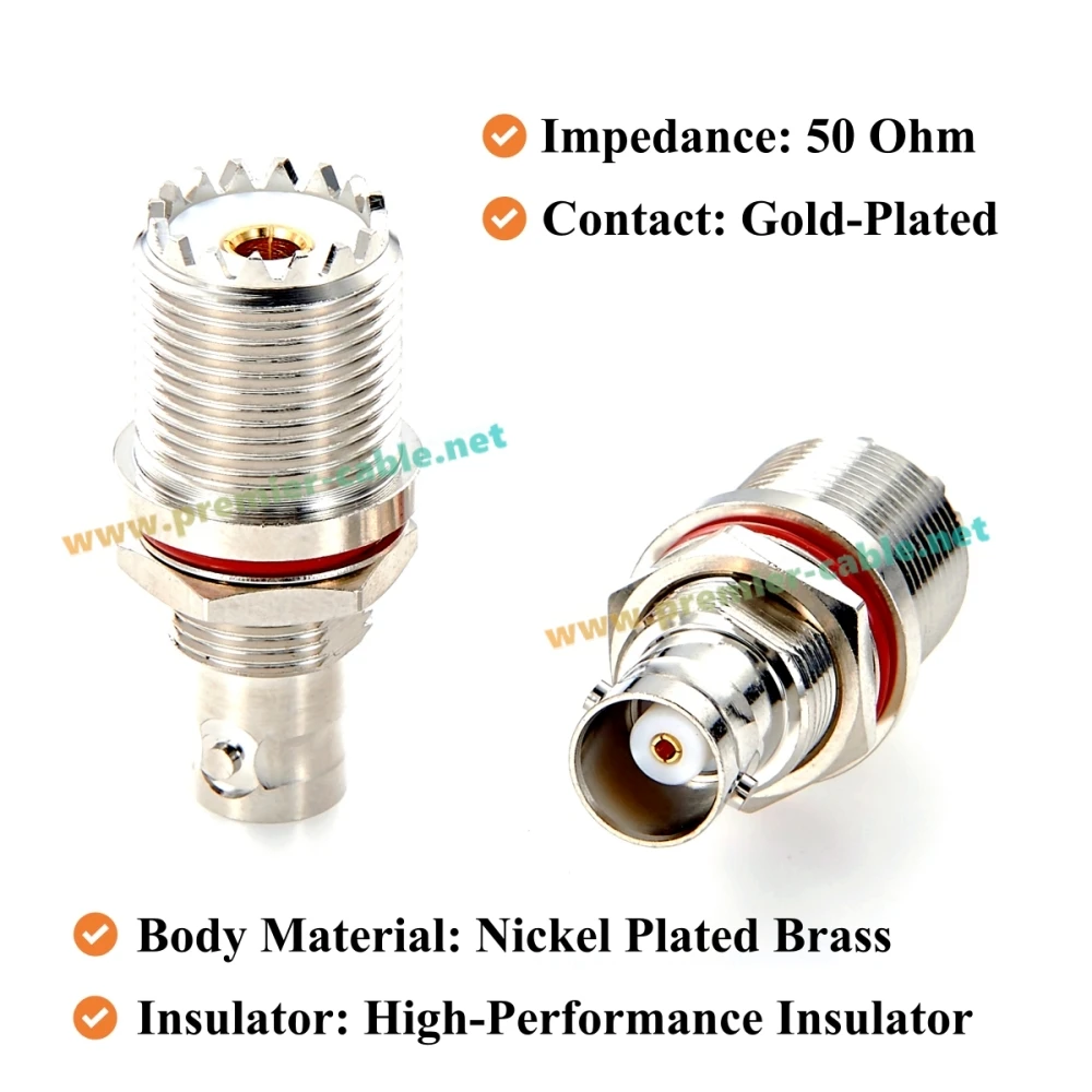 BNC-Buchse auf UHF-Buchse SO-239 Schottwandmontage-Adapter 50 Ohm HF-Koaxialstecker für HF-Antenne, Amateurfunk, CCTV – Detail 3