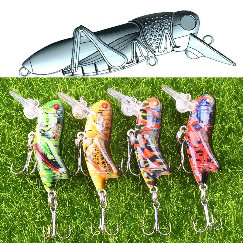 

1PCS Grasshopper Fishing Lures 4.5cm 3.5g Floating Minnow Wobbler Lifelike Fly Insect Artificial Hard Bait Bass Pesca Swimbait