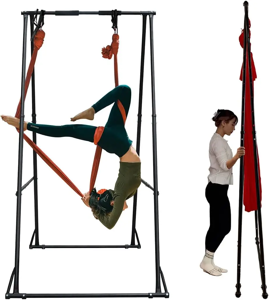 

KHANH TRINH Foldable Aerial Yoga Swing Stand Stable Pull Up Bar Indoor Outdoor Adjustable Back Stretcher For Lower Back Pain Rel