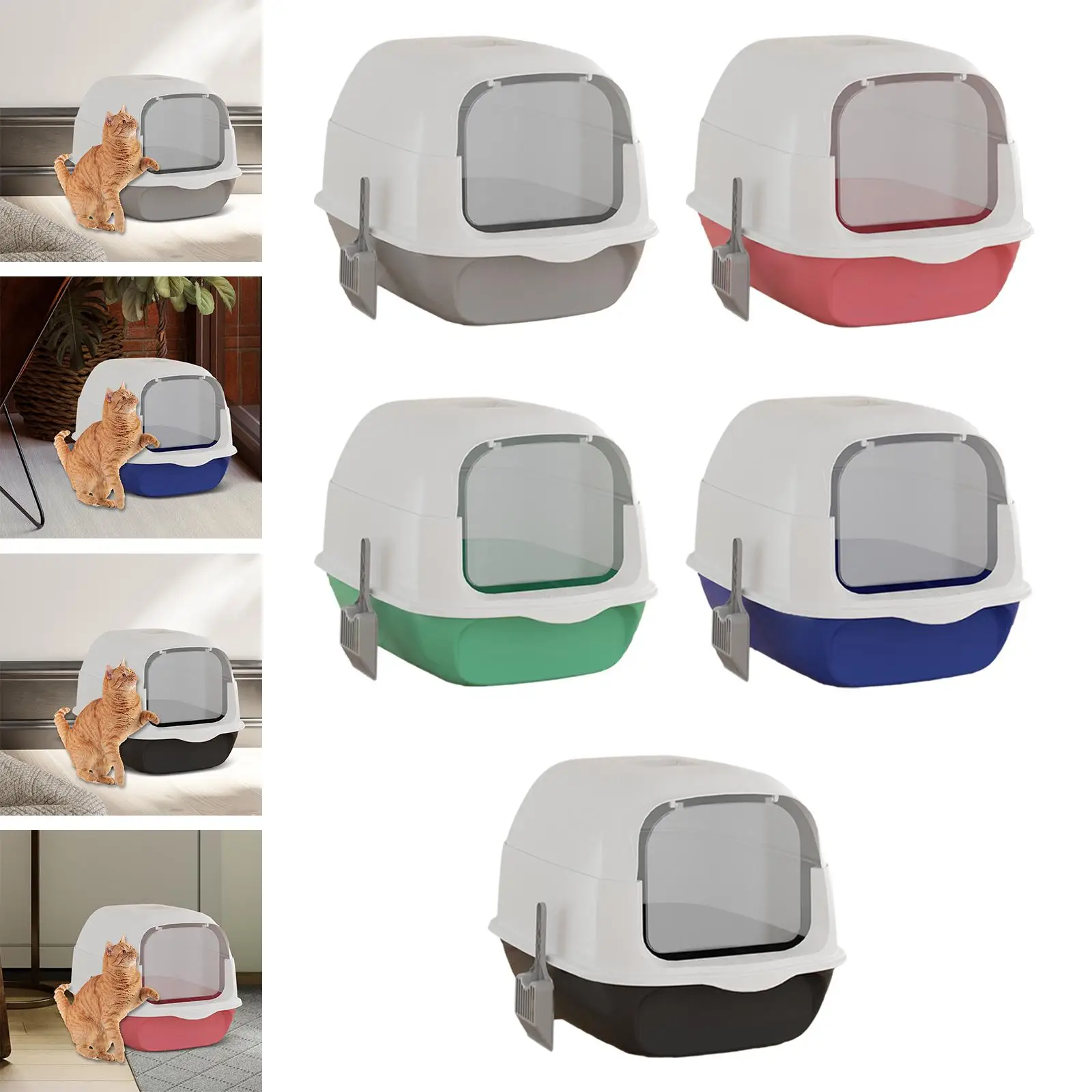 Fully Covered Cat Litter Box Pet Supplies Prevent Sand Leakage High Capacity Anti Splashing and Scoop Cat Deep Toilet