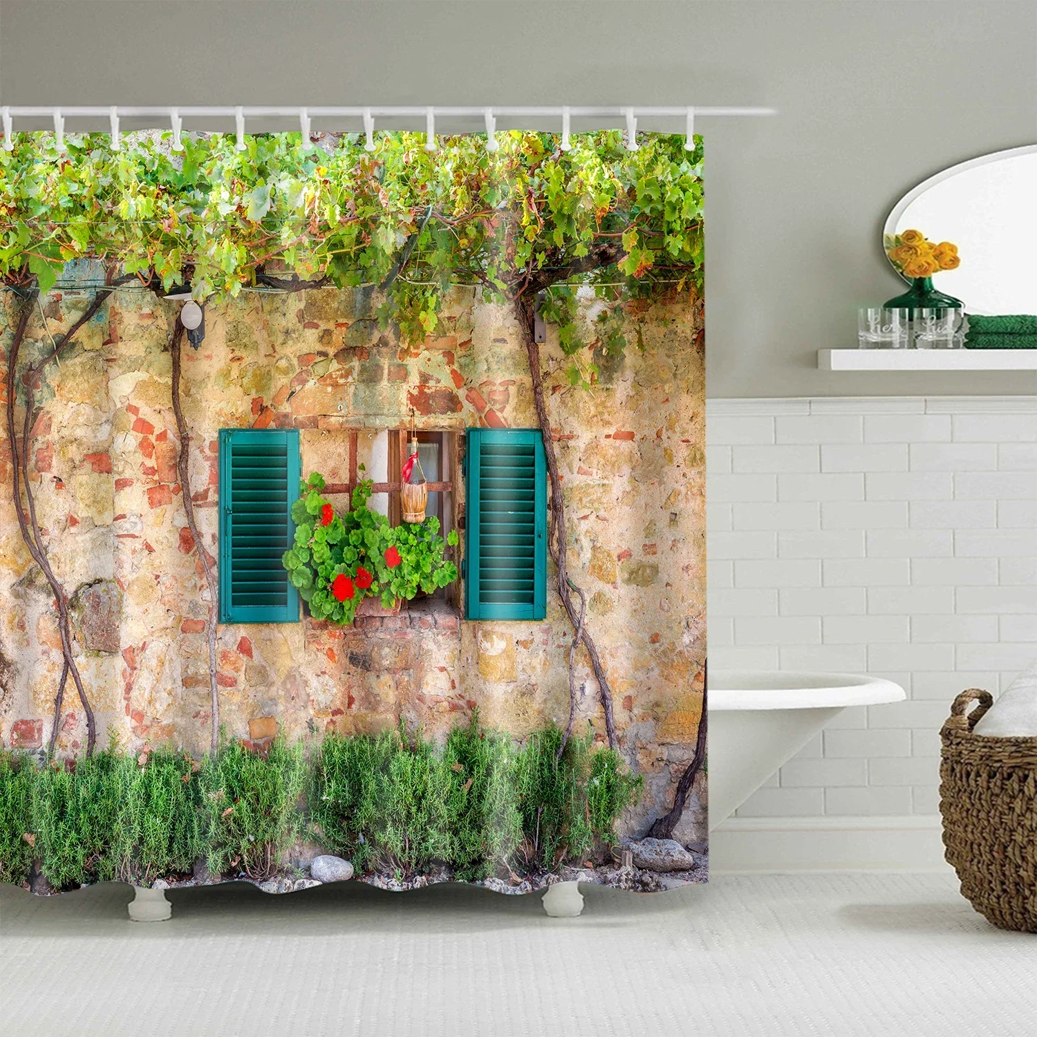 

Paris Tower 3D Fabric Shower Curtains Bathroom Curtain Scenery Country Street Prints Bath Screen with 12 Hooks Home Decor