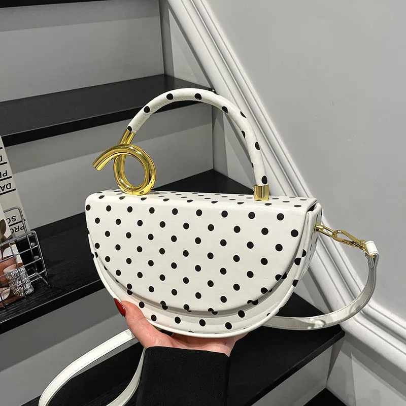 Designer Kleine Satteltasche mit Kurzem Henkel, Handtasche, Modische Polka-Dot Schultertasche, Y2K Trend Damen Party Clutch – Detail 30