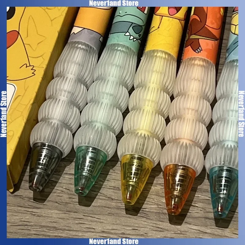 5pcs 피카추 젤 펜 세트 포켓몬 볼펜 만화 인쇄 쓰기 펜 학생 문구 사무 용품
