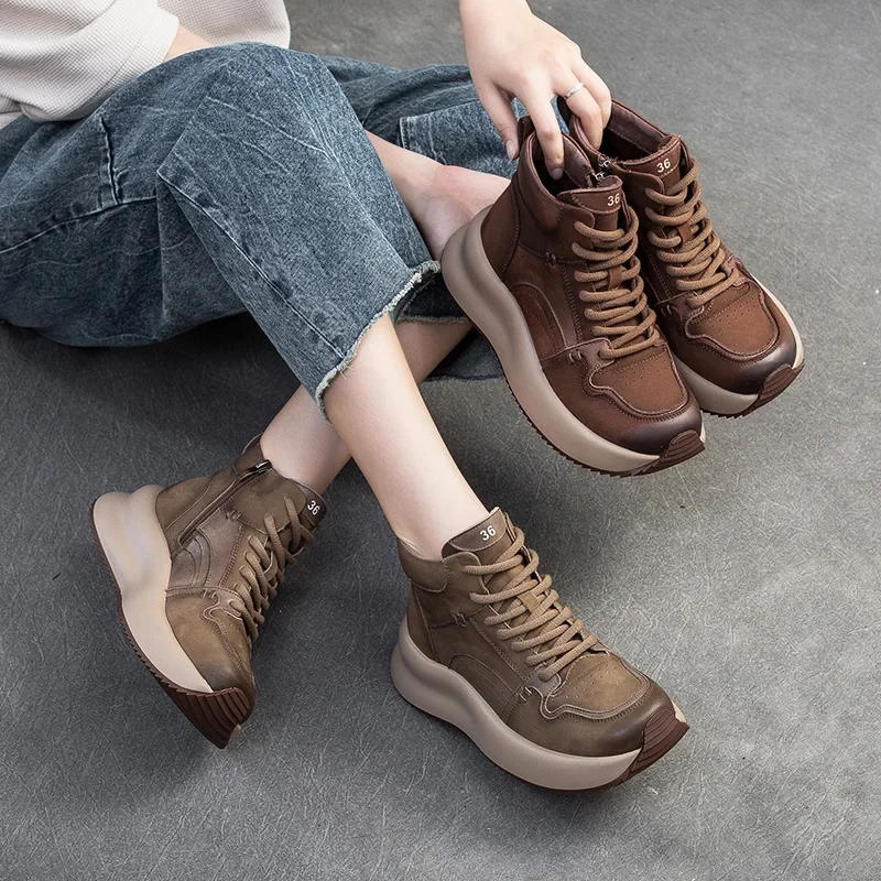 Koznoy 4.5cm Cow Suede Genuine Leather Chimney Ladies Fashion Ankle Booties Boots Moccasins Autumn Motorcycle Spring Women Shoes