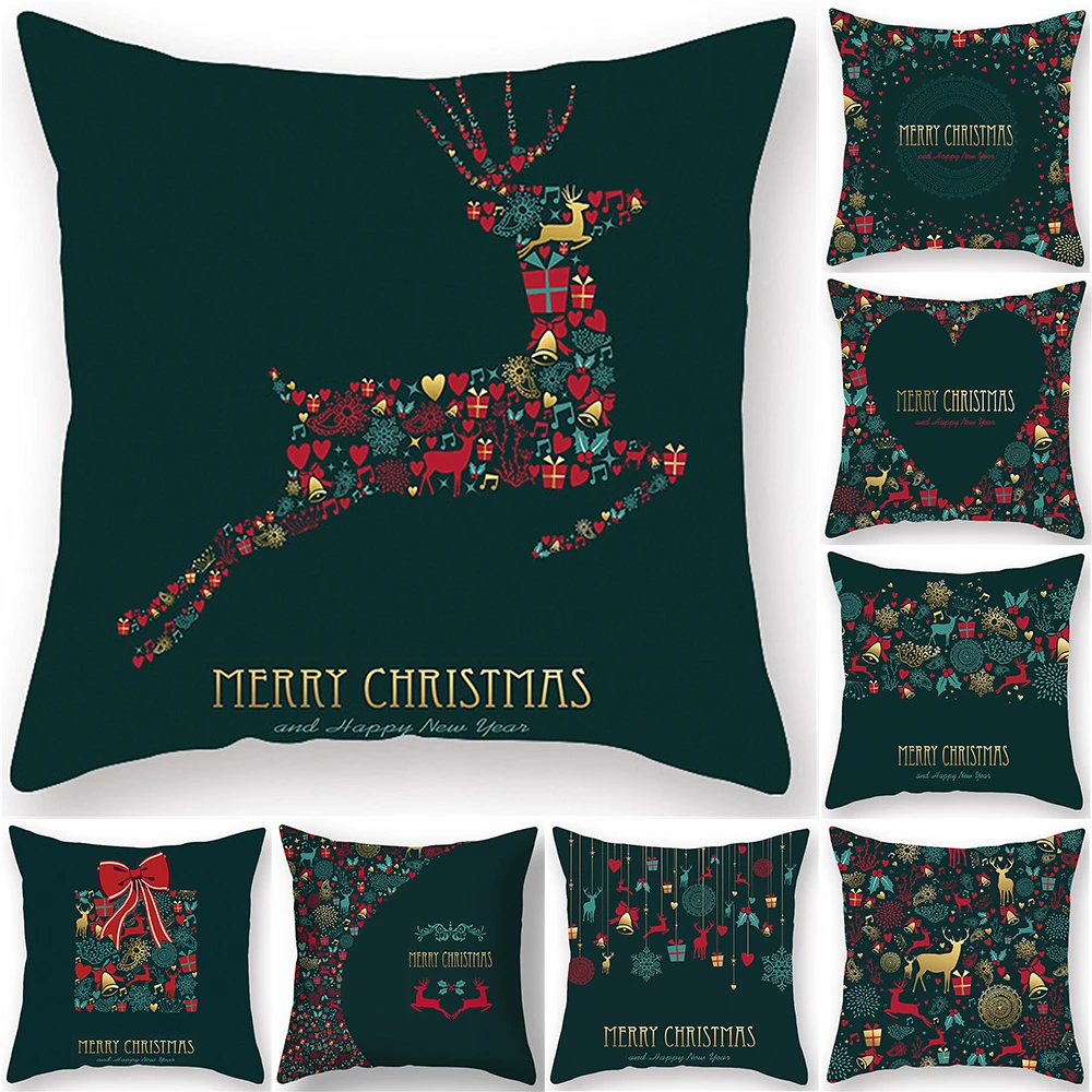 Merry Christmas Decorative Print Cushion Cover for Home Living Room Sofa Car Decoration Throw Pillow 